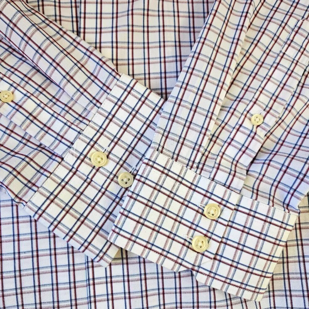 Banana Republic Mens Button Up Long Sleeve Casual Shirt White Gingham Check S XL